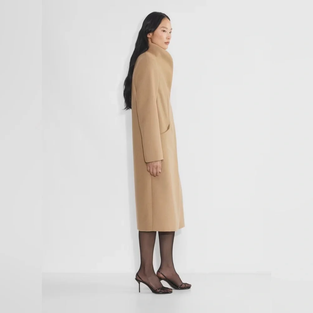Aritzia Wilfred The Cocoon Long Camel New Elegant Wool Cashmere Coat Size XS - Picture 4 of 17